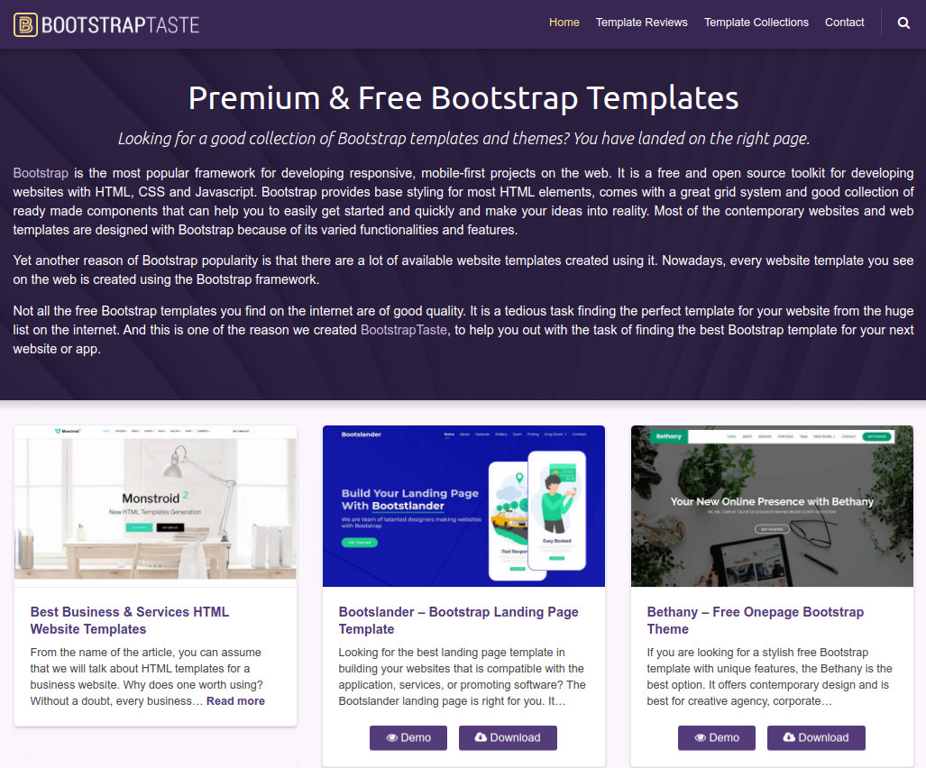 Website Tempat Download Template Gratis Berbasis Bootstrap - Bootstraptaste